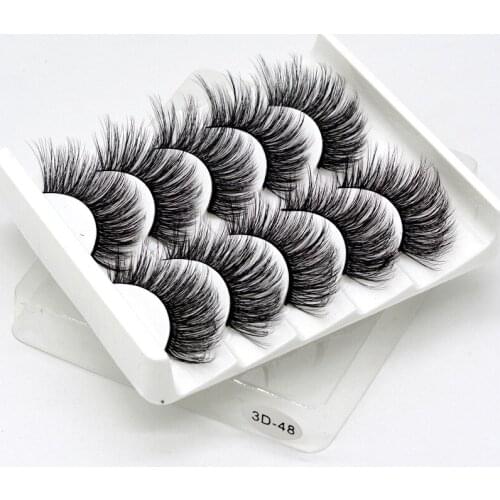 2020 New 15-25mm 3D Faux Mink Hair Cross False Eyelashes 5 Pairs Long Eye Lashes Handmade Thick Makeup Beauty Extension Tools