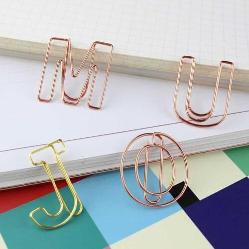 26 English Letters Paper Clip Rose Gold Shape Paper Clip Pin Planner Clip Cute Clip Rose Gold Desk Paperclips Lot Clips Oficina