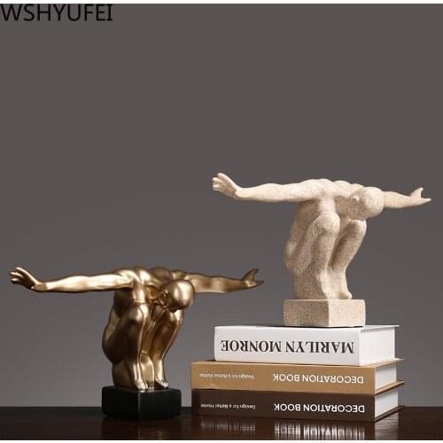 American Diving Man Resin Desk Ornament Home Decor Birthday Present Wine Cabinet Crafts Living Room Cafe Entrance Decorations