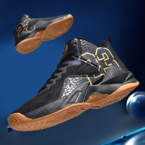 Basketball Sneakers Men Breathable Sport Shoes Men Fashion High Top Designer Walking Sneakers Black GoldTraining Athletic Shoes