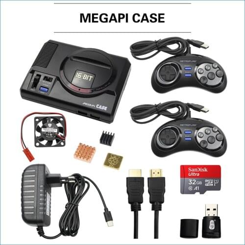 Retroflag MEGAPi CASE-M with Classic USB Controller-M +Power Adapter + 32GB SD Card for Raspberry Pi 3 Model B+ Plus RetroPie