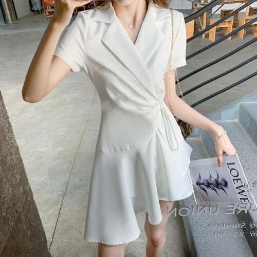 COIGARSAM Women one-piece dress korean Dresses White Black 8595