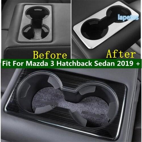 Lapetus Rear Seat Cup Holder Water Bottle Drinks Decoration Cover Trim 1PCS For Mazda 3 Hatchback Sedan 2019 2020 Accessories