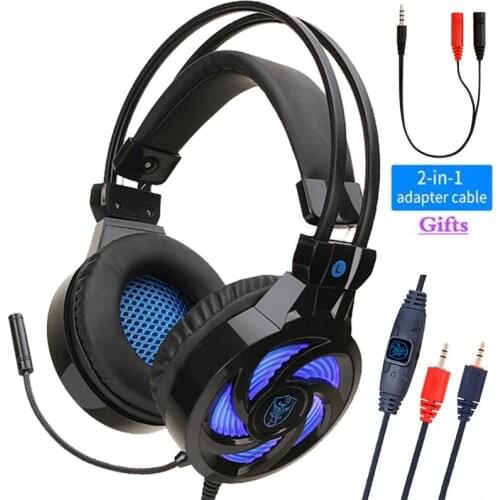 Professional Gamer Wired Headset With Mic Bass Stereo LED Light Over Ear Computer Phone Gaming Headphone For PS4 Switch X Box PC