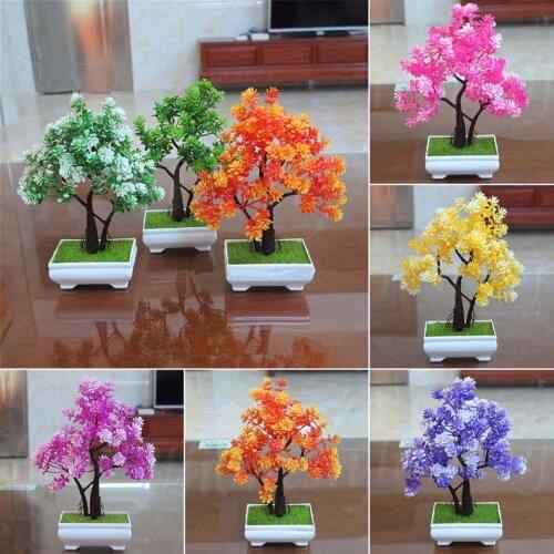JX-LCLYL Plastic Artificial Tree Potted Plant Bonsai Garden Home Office Ornament Decor