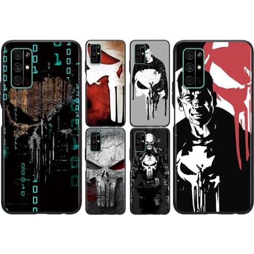 Marvel Punisher For Huawei Honor 50 SE V30 View 20 V20 30i 30S 30 20S 20E 20i 20 Lite Pro Plus Black Phone Case