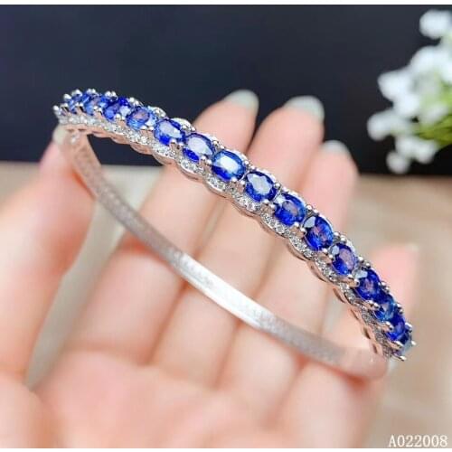 KJJEAXCMY fine jewelry 925 sterling silver inlaid natural sapphire ladies bracelet support inspection