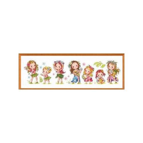 11/14/18/28/25/22/16ct Lovely Counted Cross Stitch Kit ALOHA Sisters Seven Little Girls Girl Dancing Playing Music Concert