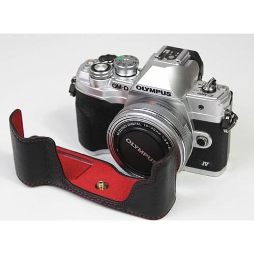 Leather Case Camera Bag Bottom Opening Version Protective Half Body Cover Base For Olympus OMD EM10 OM-D E-M10 Mark IV 4