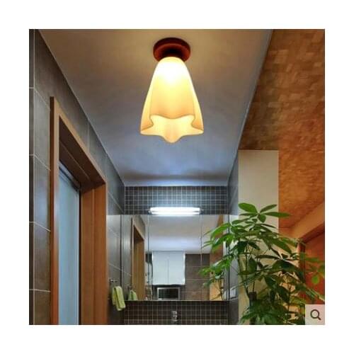 Creative Nordic solid wood ceiling lamp Japanese tatami aisle lights balcony porch bedroom LED wooden lamps