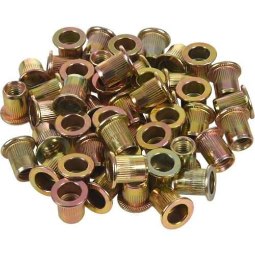 M6x12mm Flat Head Threaded Rivet Nut Insert Nutsert Fasteners 50 Pcs