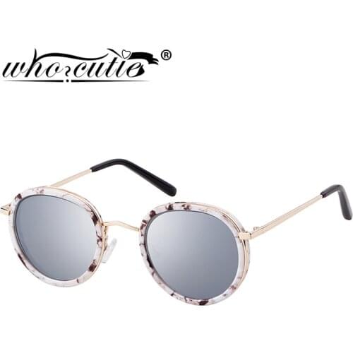 Fashion Vintage Round Mirror Sunglasses Women 2019 Brand Designer 138MM Marble Frame Reflective Sun Glasses Female Shades S096