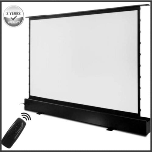 T6HCW, 16:9 HDTV Motorized Electric Floor rising front projection screen motorised floor stand screens with cinema white