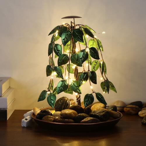 Tree of Life Tabletop Fountain Artificial Simulation Willow Waterfall Crafts Wrought Iron Fountain Tree Ornament Decorations