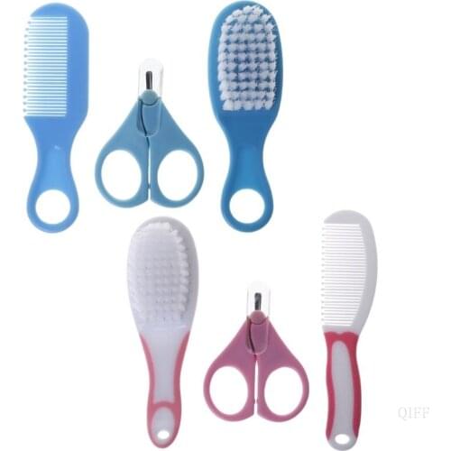 New 1 Set Baby Grooming Brush Comb Scissors Professional Newborn Kids Nursing Care Nail Cutter Clippers Safe Portable Hair Head