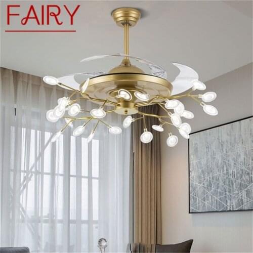 FAIRY New Ceiling Fan Light Invisible Lamp With Remote Control Modern Retro Branch LED For Home Restaurant