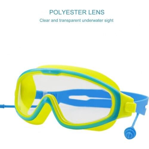 2021 Children High-definition Waterproof Anti-fog Swimming Goggles Large-frame Water Sports Glasses with Earplugs for Outdoor