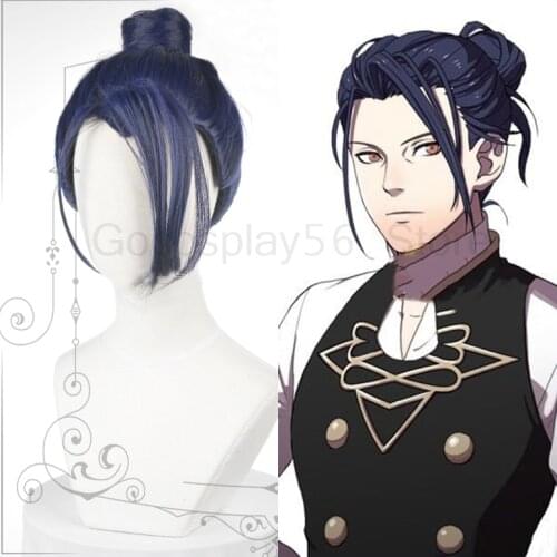 Fire Emblem ThreeHouses Felix Cosplay Hair Blue Bun Navy Ponytail Straight Bangs Beauty Tips Halloween Role Play Hairwear