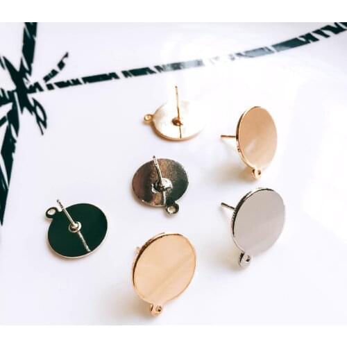 Gold Silver Color Plated Earring Setting Round Cabochon Base Earring Accessories Copper Material DIY Handmade Craft 6pcs