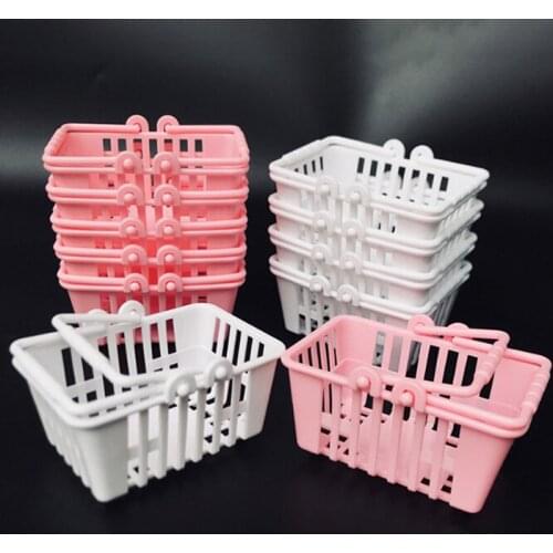 Shopping Basket Pretend Play Toy Kids Mini Supermarket Shopping Hand Basket for Kitchen Fruit Vegetable Food Grocery Storage Toy