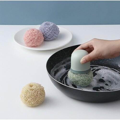 Handle Cleaning Ball Household Dish Brush Bio-Based Degradable Fiber Nano Cleaning Ball Small Brush Kitchen Items