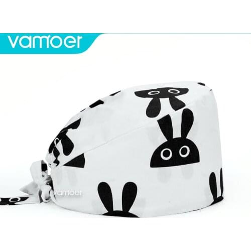 Surgical cap wholesale unisex cap adjustable lab work hat cotton cartoon cute Baotou scrubs cap pet printing work cap dust cap