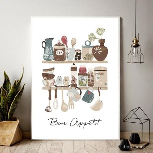 Dinnerware Canvas Painting Nordic Kitchen Dining Room Restaurant Wall Decoration Home Decor