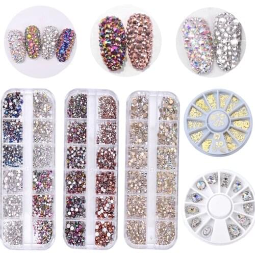 Nail Rhinestones Stones Mixed Colorful DIY Design Decals Crystals Acrylic Nail Stones Beads Studs 3D Nail Art Decorations