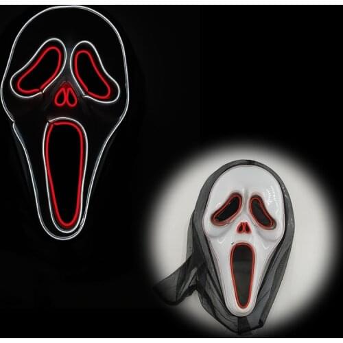 Glowing Scary Face EL Wire Mask Cosplay Killer Horror Costume Accessories Luminous LED Mask Halloween Part Mascara