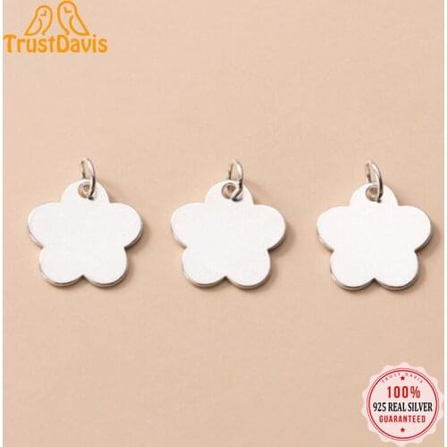 TrustDavis Real 925 Sterling Silver Pendant Charm Flower For Making Necklace Handmade DIY Accessories Jewelry Wholesale DZ204