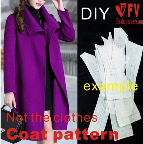 Pattern Making Womens Double-sided Woolen Wool Large Collar Long Sleeve Overcoat Coat Garment Sewing Drawing BFY-185