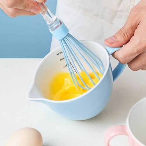 Whisk Ceramic Measuring Cup Baking Measuring Pot Household Drainage Cup with Scale Mixing Bowl with Handle Batter Bowl dessert