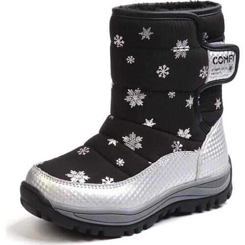 Waterproof Snow Boots Kids Fashion Winter Rain Boots Boy Girl Child Warm Shoes Toddler Plush Sports Running Shoes Russia Winter