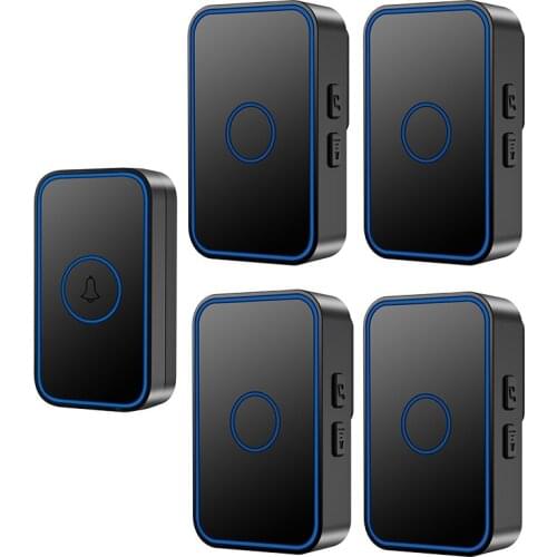 CACAZI Intelligent Wireless Doorbell Waterproof 60 Chimes 0-110dB Home Door Calling Bell US EU UK Plug 1 Button 4 Receiver