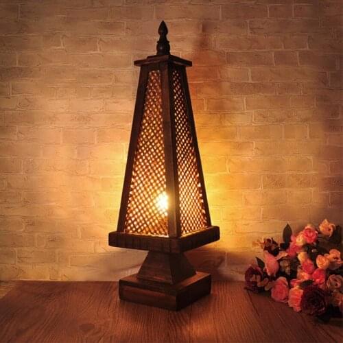 Southeast Asia Thailand Style Retro Bamboo / Wooden Table Light Restaurant Bedroom Living Room Decoration Light