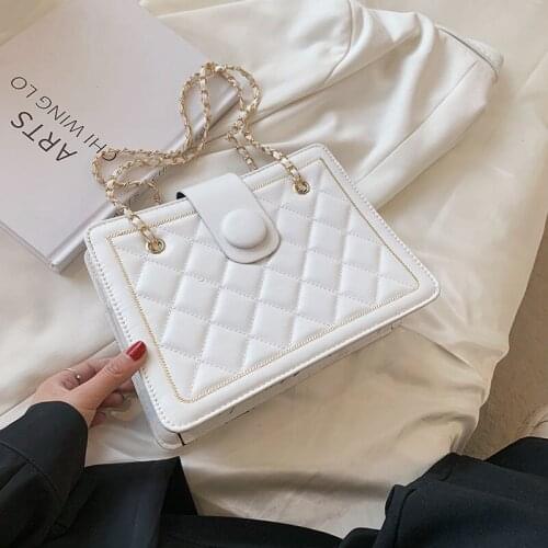 Shoulder Bag Female Tote Underarm Bag Women Backpack Designer Handbag Purse Chain Fashion 2021 PU Leather Simple Diamond Lattice