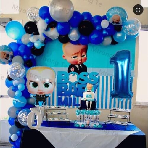 1Set Boss Baby Latex Balloon Blue Number Foil Balloons Baby Shower 1st Birthday Party Decoration Kids Cartoon Gift Supplies
