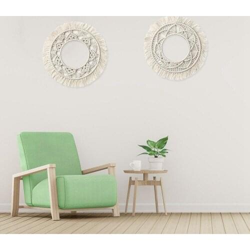 Handmade Knitting Cotton Rope Round Tapestry Hanger Macrame Wall Hanging Tapestry Decorations House Wall Ornament 1pc