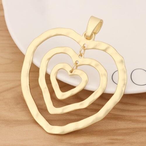 1 Piece Matte Gold Large Hollow Open Hearts Charms Pendants for Necklace Jewellery Making Accessories 80x67mm