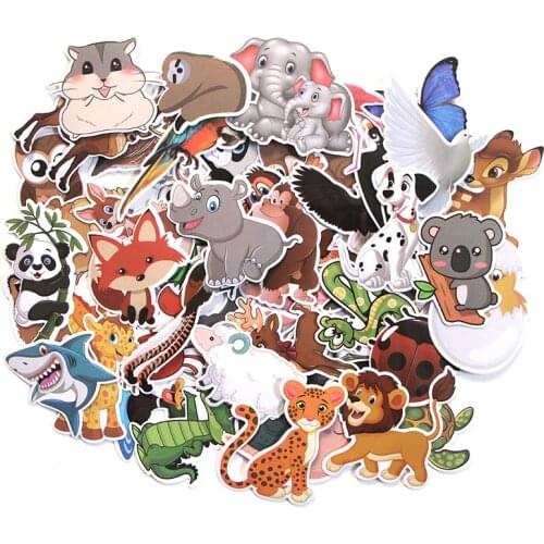 10/50 PCS Mix Styles Cute Watercolor Animal Sticker Neon Light Butterfly DIY Funny Stickers for Laptop Car Luggage Bike Toy