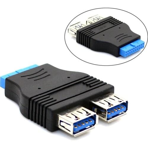 2 Ports USB 3.0 Female to USB 3.0 Motherboard Female 20 Pin Header Connector Extension Adapter Splitter