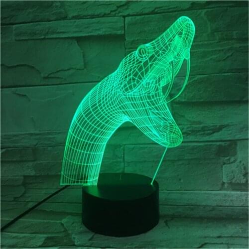 2019 New Style Horror Snake Head Modeling 3D Night Lamp Colorful Small Table Touch Control Remote Control USB Decoration 611