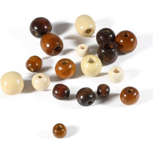 50pcs Wood Spacer Beads Brown Round Eco-Friendly Loose Wooden Bead DIY for Jewelry Making Bracelet Accessories