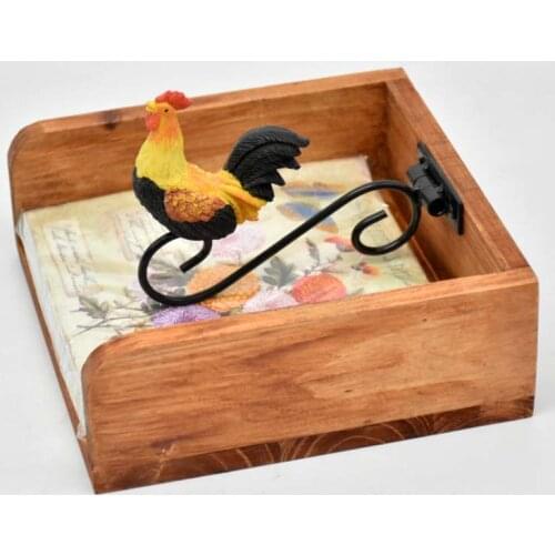 American Country Solid Wood Desktop Tissue Box Press Table Vertical Storage Cute Cock Decoration Kitchen Restaurant Napkins
