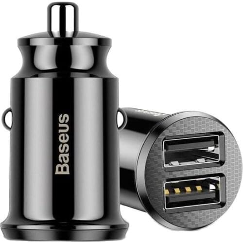 Baseus CCALL-ML01 Mini Dual USB 3.1A Max Output Fast Car Charger Head - Black