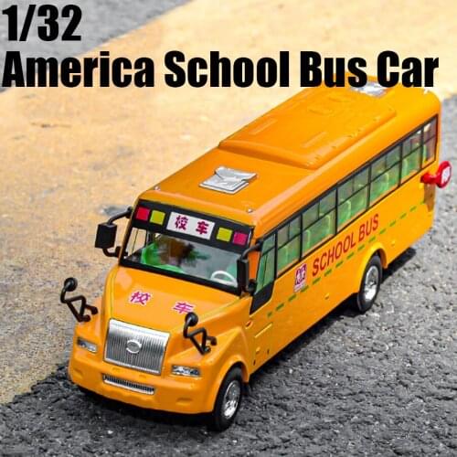 Big Size 1:32 Scale America School Bus Diecast Metal Car With Pull Back Flashing Sound For Boy Toys Collection Free Shipping