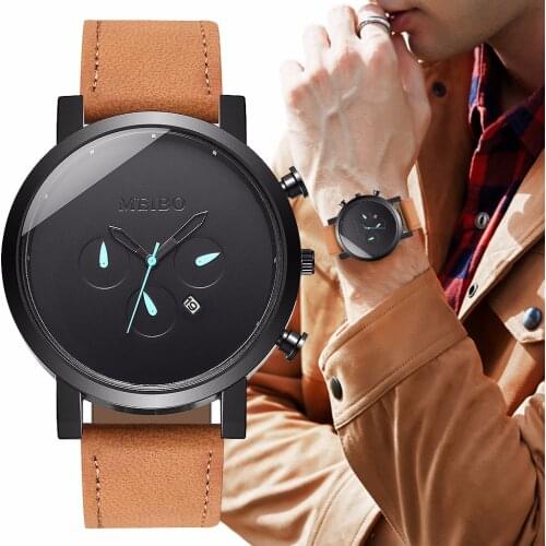 New Mens Watch Casual Large Dial Calendar Clock Simple Belt Wild Sport Quartz Watches for Men Erkek Kol Saati Relogio Masculino