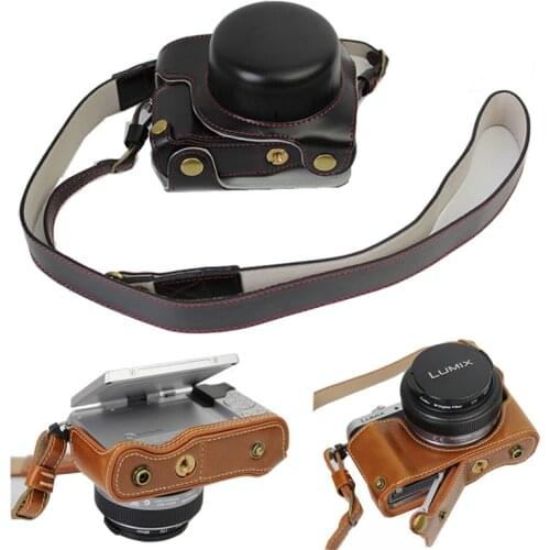 PU Leather Case camera bag For Panasonic Lumix GF7 GF8 GF9 GF10 GF-10 GF-9 GF-8 GF-7 digital Cover With Battery Bottom Opening