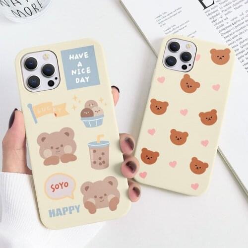 Cute Cartoon Bear Case For Samsung Galaxy A10 A11 A12 A32 A52 A72 A50 A30 A31 A40 A41 A42 A02S M02S M31S M51 Silicone TPU Fundas