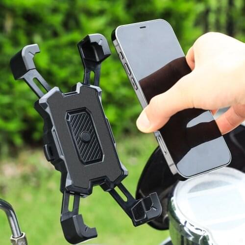 Four-jaw One-key Lock Bicycle Mobile Phone Holder Tool Electric Car Motorcycle Automatic Lock Mobile Phone Holder Black